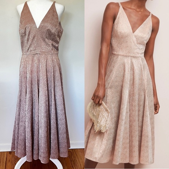 Dress the Population Dresses & Skirts - NWT Anthropologie DRESS THE POPULATION -Delilah Dress in Rose Gold, Size Large
